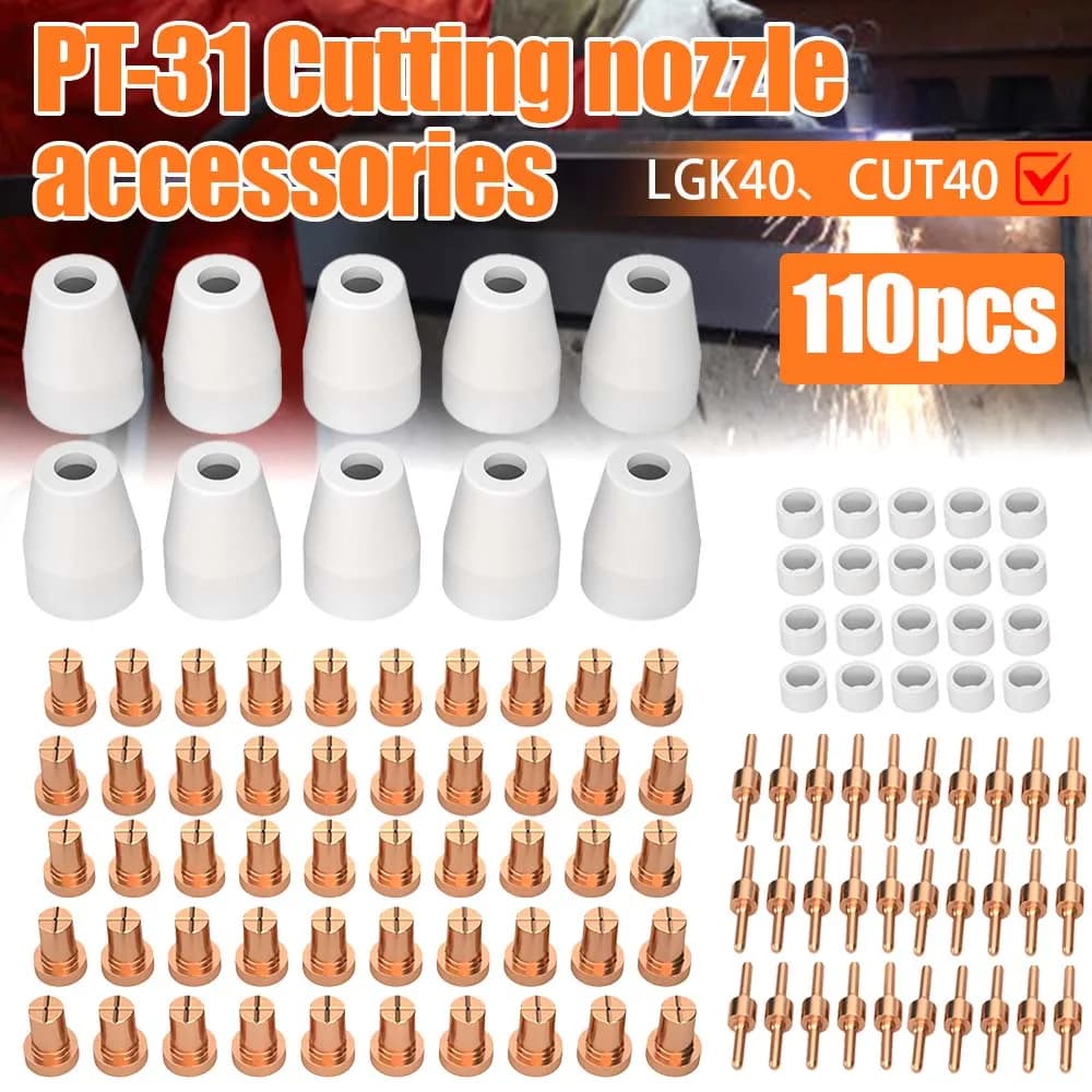 Un Set/110 pz Punta del Taglio Al Plasma Elettrodi Ugello Kit Accessori di Consumo Misura per PT31 CUT 40 Taglierina Al Plasma Strumenti di Saldatura