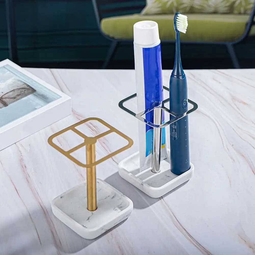 Organizer da appoggio per bagno Porta spazzolino da bagno con base stabile Organizzatore a 4 scomparti divisi per spazzolini da denti
