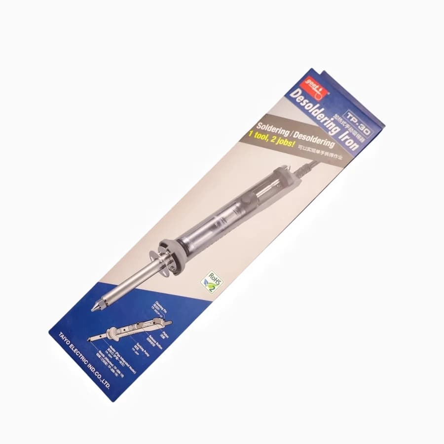 Saldatore Dissaldante Manuale Riscaldato Goot 30W per Assemblaggio Schede Elettroniche con Pompa di Ricambio 100V AC 50/60Hz, NO.TP-30