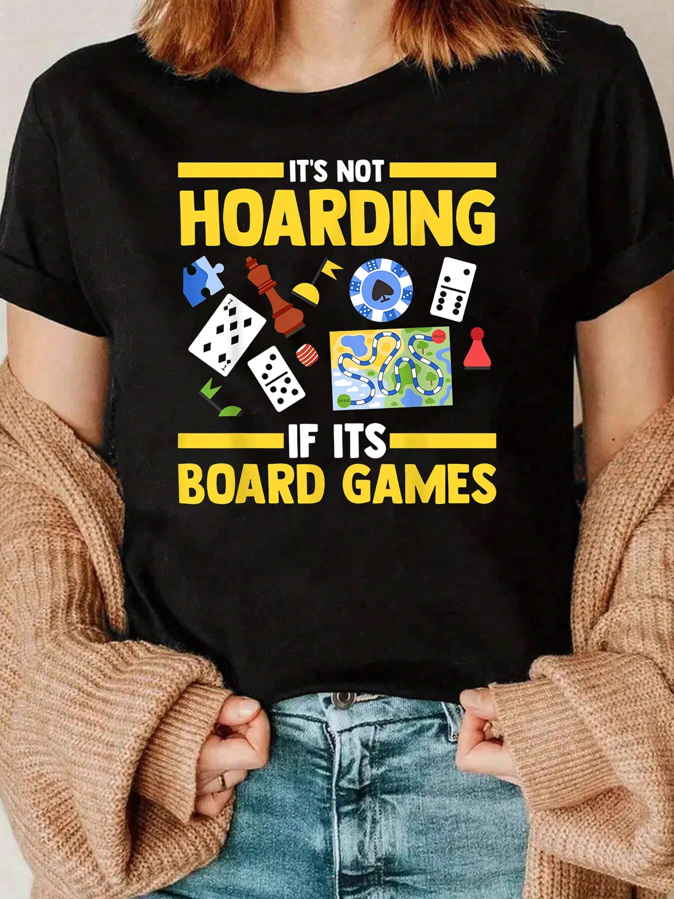 Gioco da tavolo Hoarding T-shirt grafica per gli amanti dei giochi da tavolo Abbigliamento casual da donna 220g