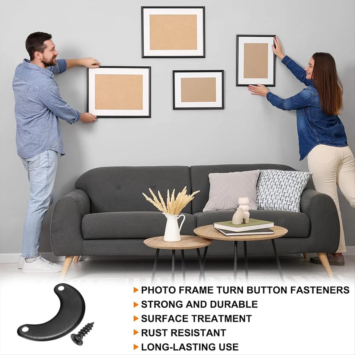 New hardware support clip for 200-piece frames with 200-piece frame screws for photo, button fasteners, photo support clip