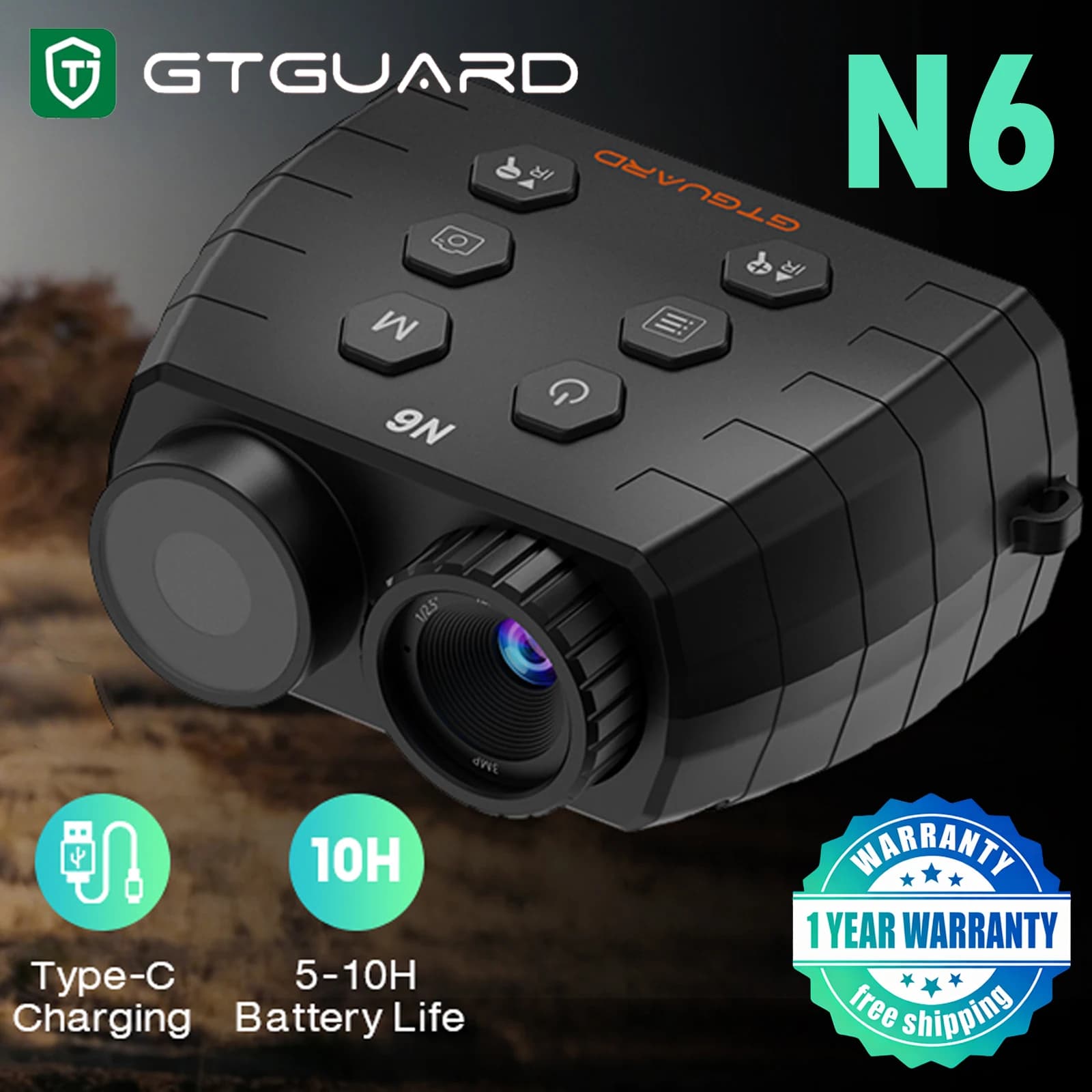 GTGUARD N6 Binocolo per visione notturna 1080P Zoom digitale 5X Telescopio per visione notturna a infrarossi con oscuramento totale fino a 300 m Schermo grande da 2,95 pollici