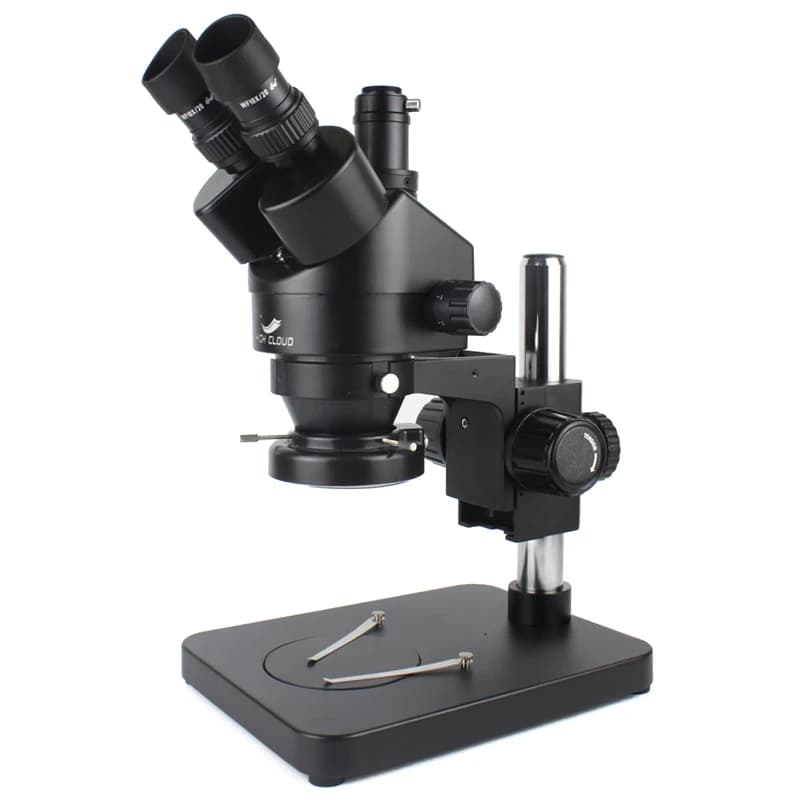 Microscopio trinoculare con zoom stereo industriale 7X 45X per laboratorio di riparazione di saldatura PCB del telefono con obiettivo ausiliario 0,5X 2,0X