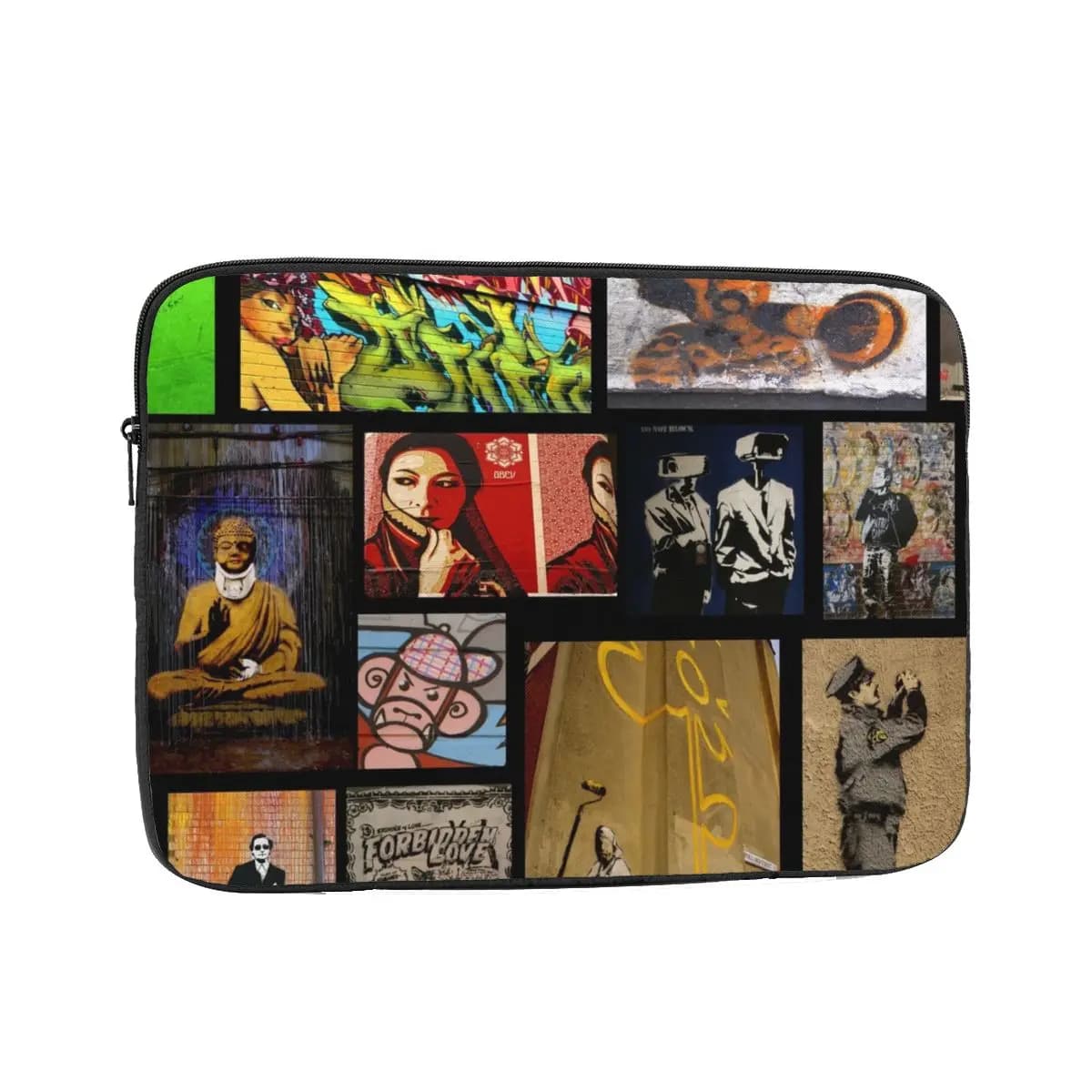Banksy Street Graffiti Art Borsa per laptop Custodia per notebook Custodia per vernice spray Commenario sociale Custodia antiurto per tablet