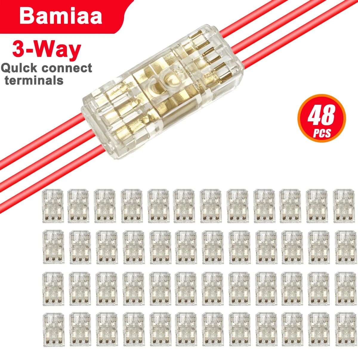 48/18pcs LED push-in terminals; no wire stripping required; quick-connect 3-pin, 3-channel D3 cable connector.
