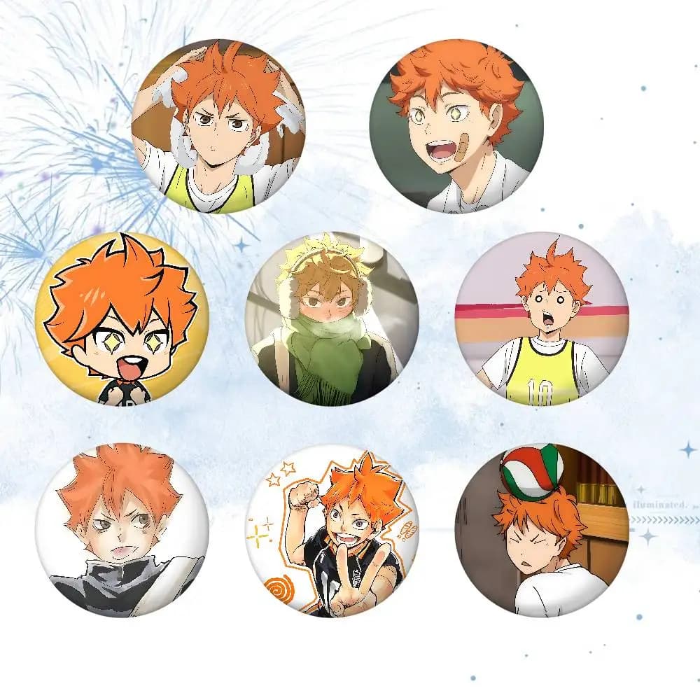 Anime S-Shoyo Hinata-s Hot Brooches On Backpack Decoration Round Enamel Pins For Jewelry Gifts Bag Accessorys