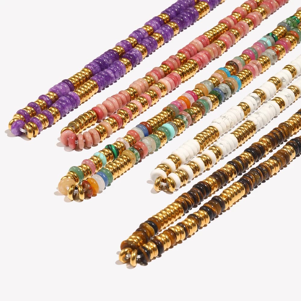 E.B.belle collana occhio di tigre in pietra naturale resistente all'acqua decorazione in acciaio inossidabile 316L gioielli placcati in oro 18 carati