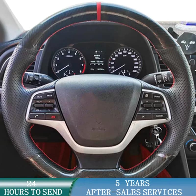 Coprivolante per auto avvolgere accessori per auto in fibra di carbonio antiscivolo per Hyundai Elantra 4 2016 - 2018 Solaris 2017 Accent 2018