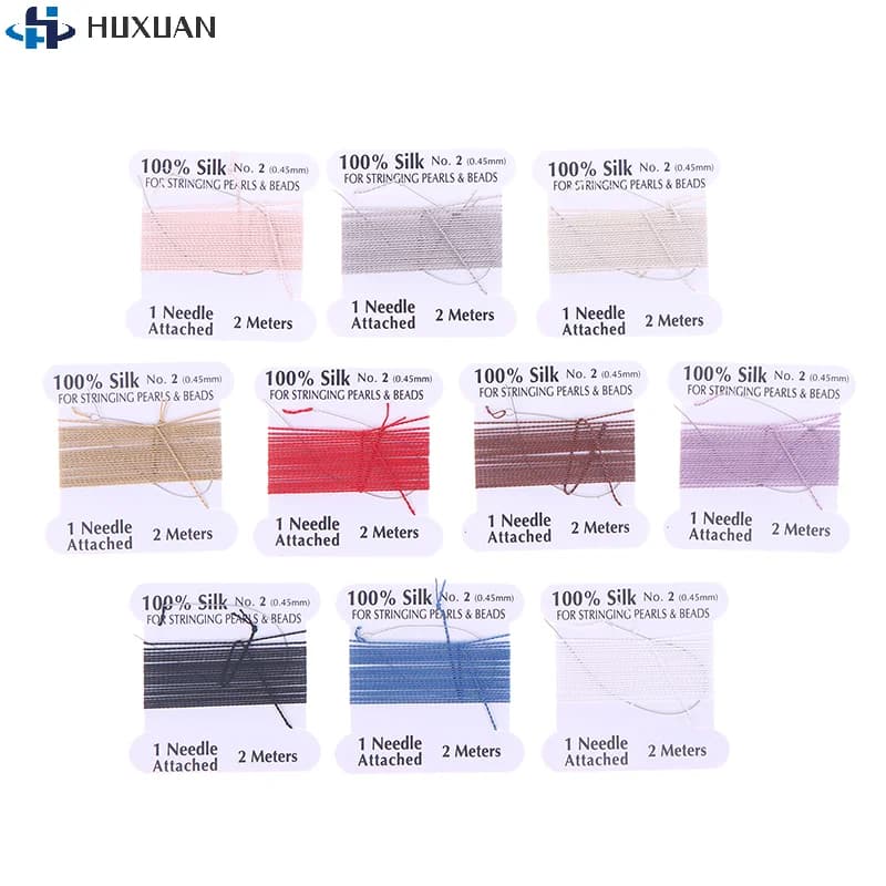 200cm 0.45mm Handmade Natural Silk Cord Rope With Beaded Silk Thread Needle End Silk For DIY Jewelry Making