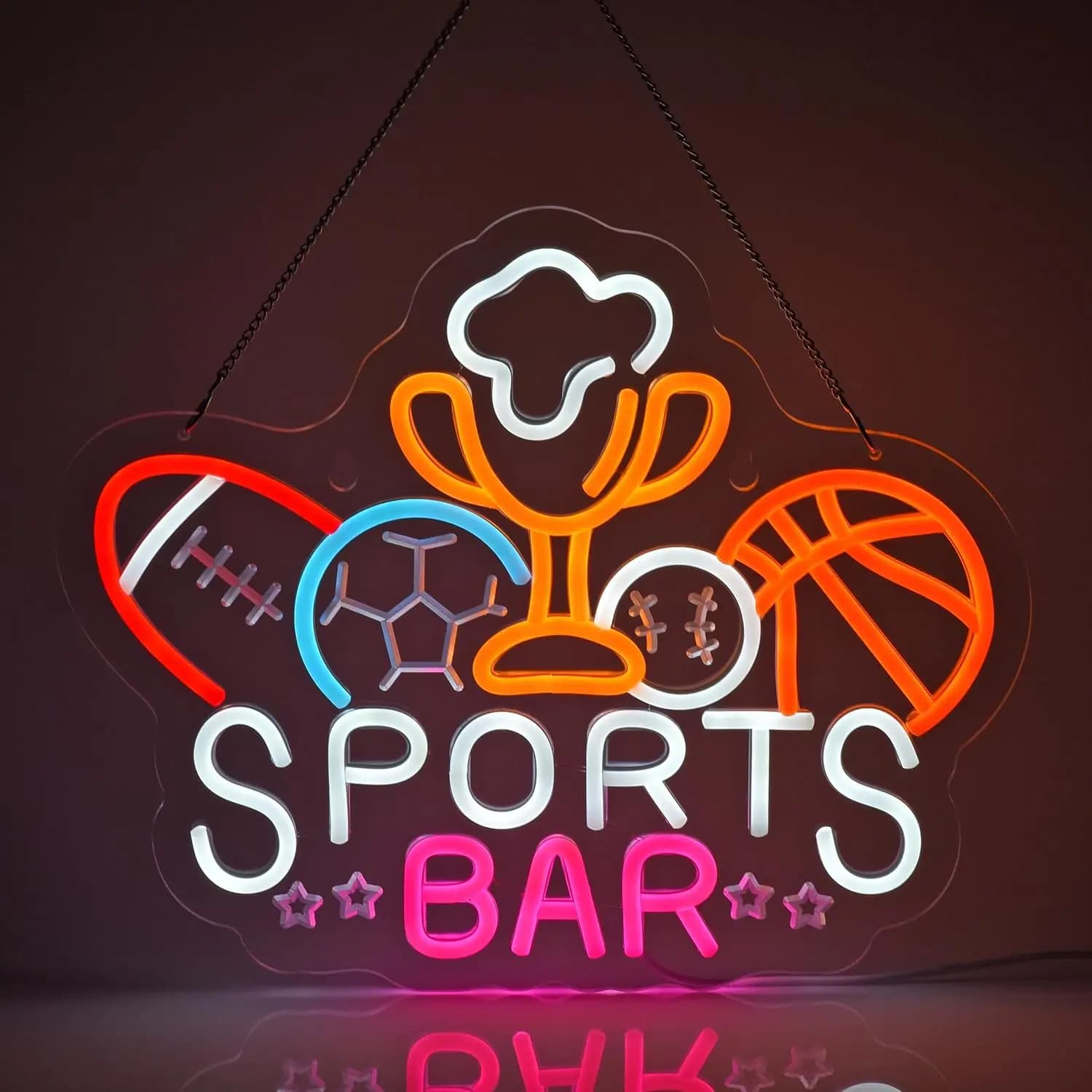 Insegna al Neon per Bar Sportivi, Luce LED Dimmerabile USB, Decorazione da Parete per Palestre, Stanze dei Giochi, Regali per Appassionati di Sport