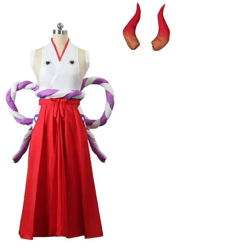 in stock Yamato Costume Cosplay Parrucca One Hakama Kendo Samurai Kimono Abito Donna 6 Pezzi Vestito Carnevale Abiti da Festa Set6;d'3, h'