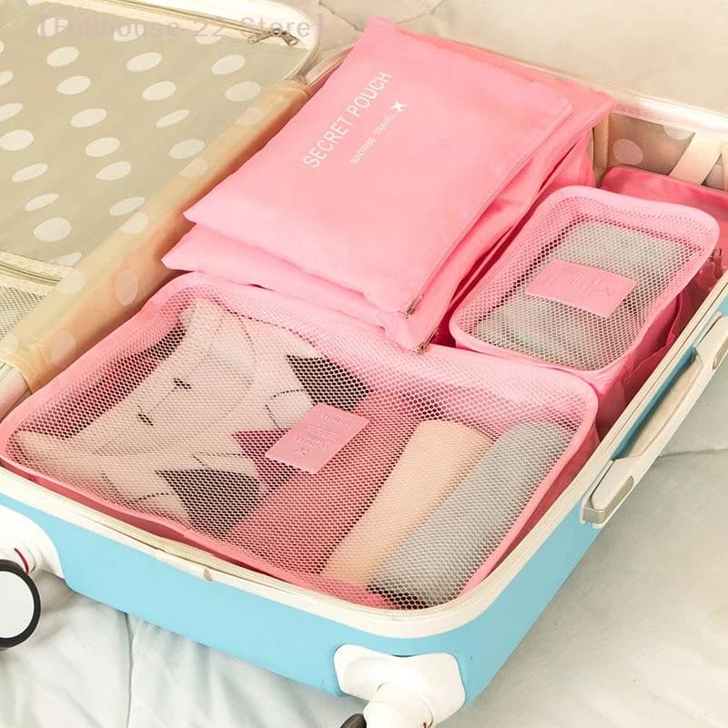 【MAX-22】Organizzatore da viaggio da 6 pezzi Organizzatore di valigie portatile Vestiti Scarpe Borsa per il trucco Organizzatore di bagagli Borsa da viaggio