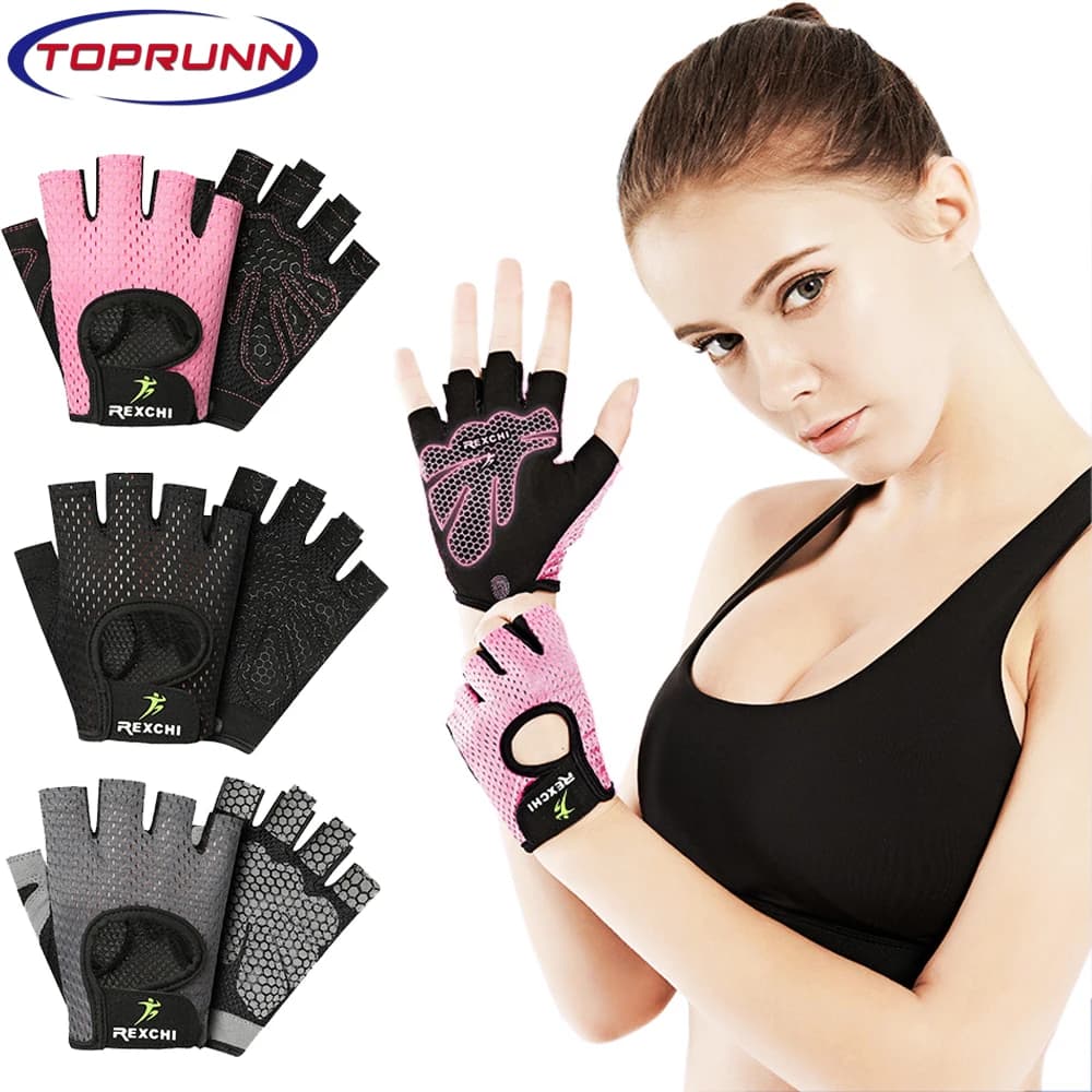 1 pair men silicone sweat proof breathable fitness sport outdoor bike gloves half fingers gym bike glove