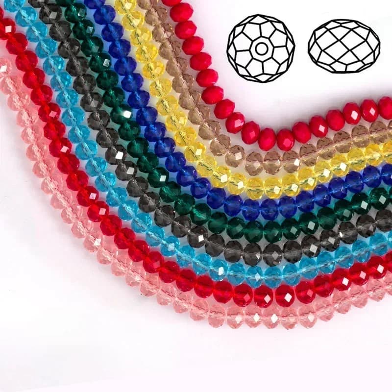 50 pz 4*6mm Traslucido colorato Perline di Vetro Sfaccettato Cristallo Ceco Perline Del Distanziatore per la Produzione di Gioielli FAI DA TE Collana Del Braccialetto Accessorr