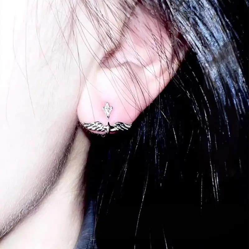 [HS][HS]1Pc Creative Angel Wings Earring Y2K Cool Rear Hanging Earring For Women Fashionable Detachable Jewelry Accessory Gift