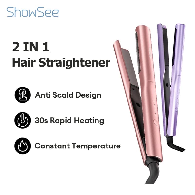 Showsee 2 In1 Bigodin Hair Plate E2 Profession Ceramic Tools For Hairdressers Iron Harnesses Electric