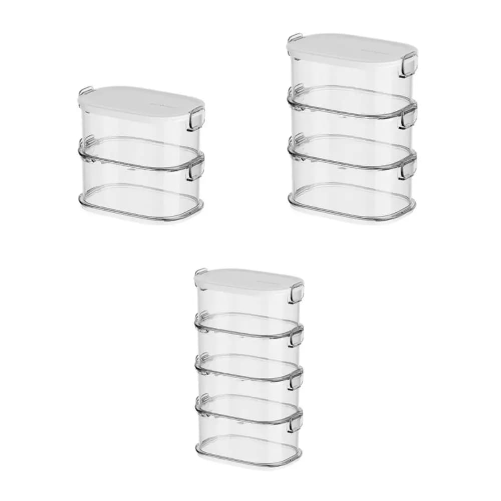 Set di 4 Contenitori per Spezie a 2/3/4 Livelli, Scatole Impilabili Trasparenti Multifunzionali per Condimenti, per Cucina e Casa
