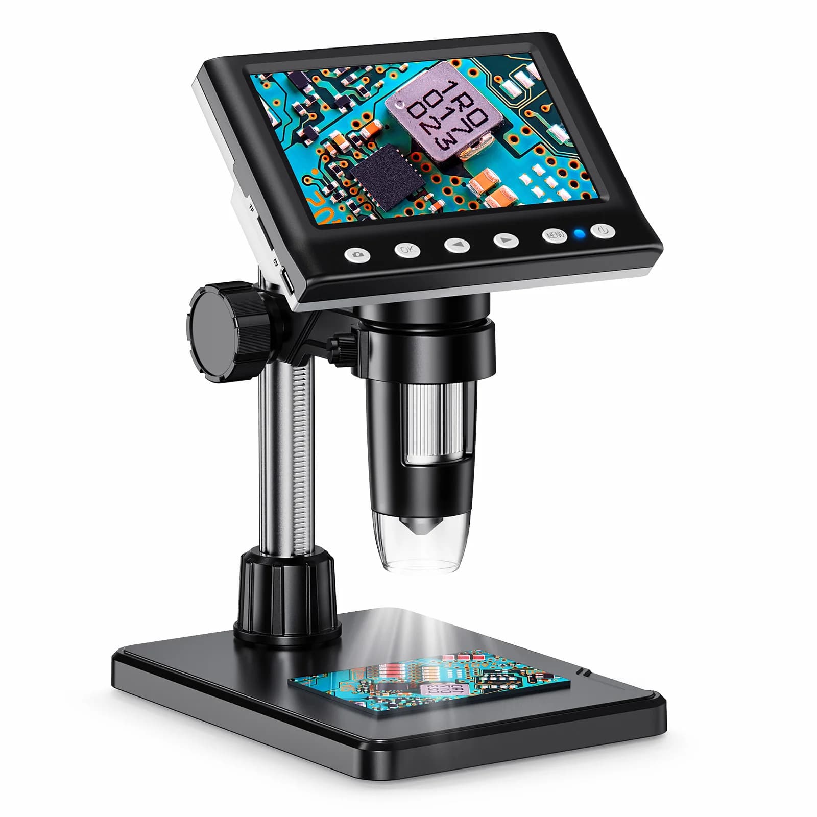 4.3'' IPS Coin Microscope 1000X Magnification Digital Microscope for Adults with 8 LEDs Microscope for coin/jewelry/stamp/PCB