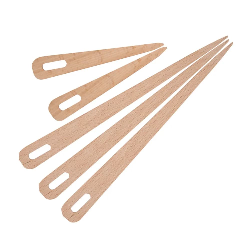 5Pcs Wooden Big Eye Knitting Needles Hand Stick Type Big Eye Design Hand Loom Sticks Wooden Weaving Needles DIY Crafts Projects