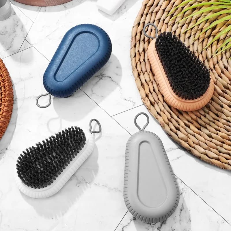 Spazzola per la pulizia del bucato Setole morbide a doppia testa per vestiti Intimo Scarpe Manico antiscivolo Spazzola per pulizia in plastica montata a parete