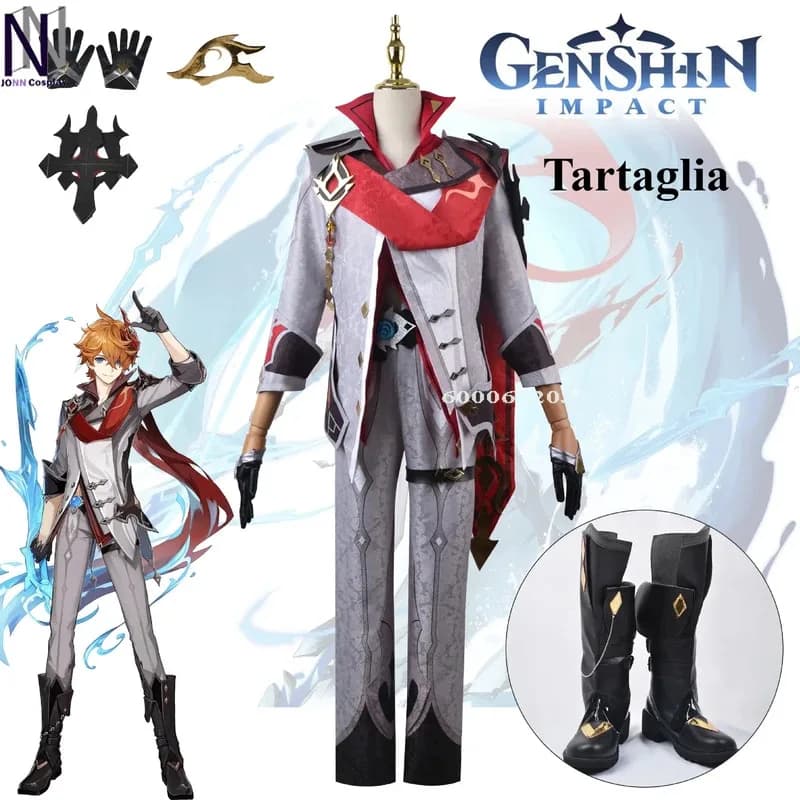 Genshin Impact Gioco Tartaglia Costume Cosplay Uomo Set completo con parrucca Childe Gioco di ruolo Vestito Halloween Anime Comic Con Party