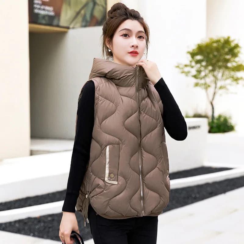 2025New Autunno Inverno Caldo Gilet Delle Signore Senza Maniche Con Cappuccio Imbottiture Cappotto di Cotone Delle Donne Della Tuta Sportiva Casual Puffer Vest Studente Giacca