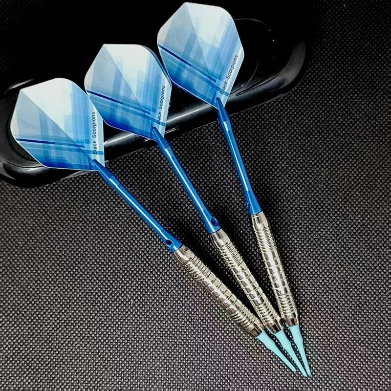 Set di freccette con punta morbida da 18 g con custodia Aste per freccette professionali blu per freccette elettroniche Gioco sportivo al coperto Regalo
