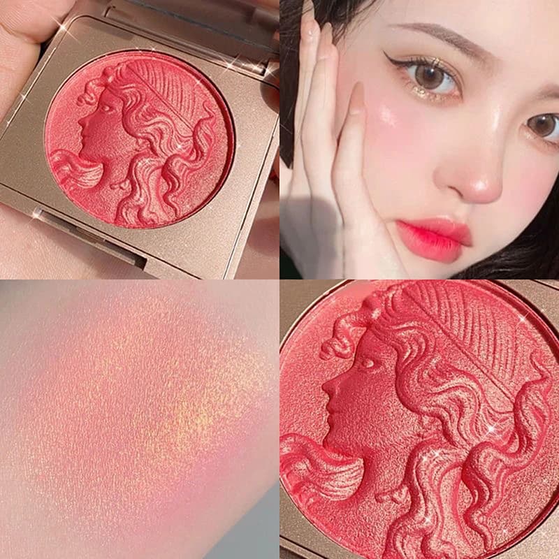 1Pc CDE Orange Highlighter Embossed Blush Palette Cheeks Eyeshadow Polvere liscia e brillante a lunga durata Coral Rouged per cosmetici