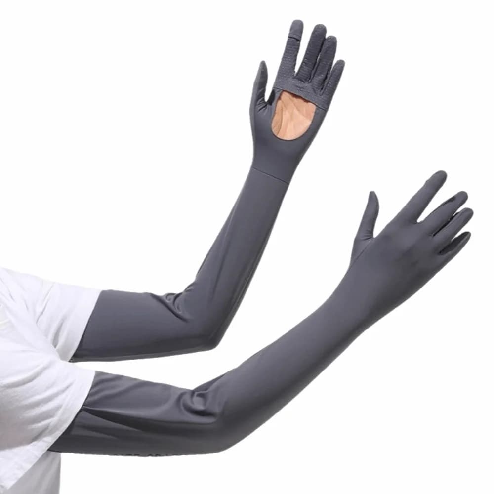 Guanti a manica lunga tinta unita semplici, con protezione solare, elasticizzati, ad asciugatura rapida, per l'estate, per ciclismo