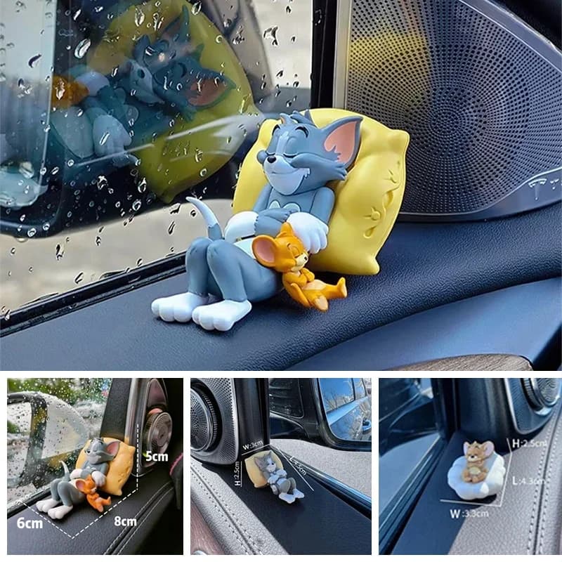 Set di Ornamenti per Auto con Personaggi dei Cartoni Animati Tom e Jerry, Decorazioni per Cruscotto e Parabrezza