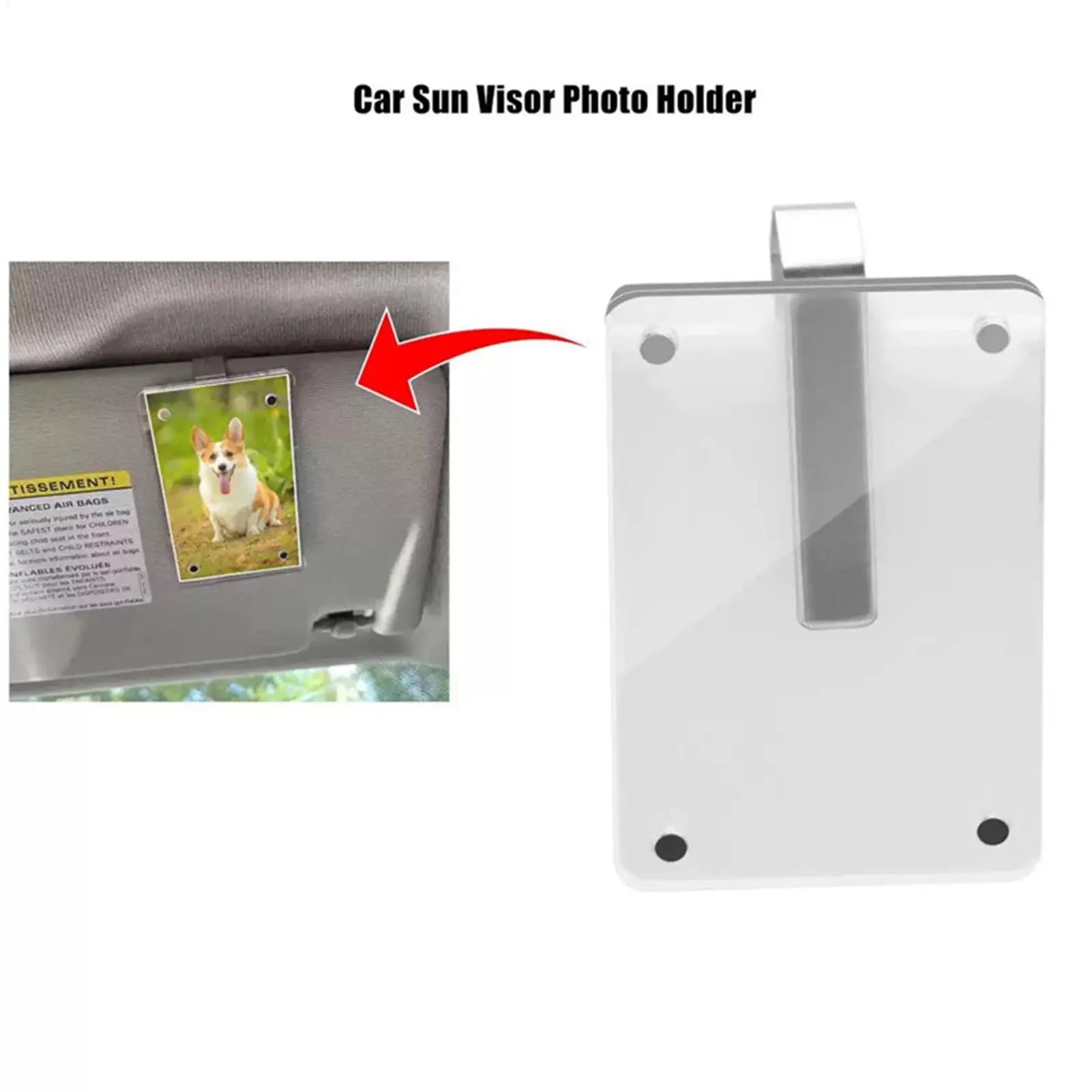 Car Visor Picture Frame Magnetic Acrylic Slim Family Photo Visor Clip For Car For Sedan SUV Minivan Commuting Travel Road Trip