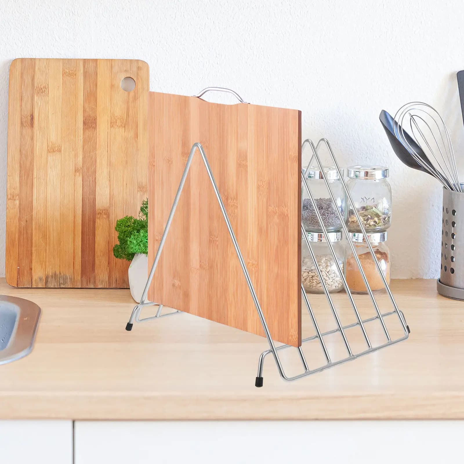 1Pcs Stainless Steel Cutting Board Holder Corrosion Resistant Kitchen Organizer Chopping Board Rack Pizza Net Rack Storage