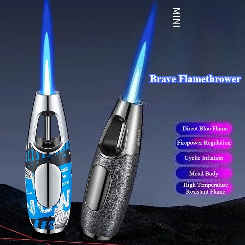 JOBON Metal Blue Flame Igniter for Cigars, High end Compact Windproof Lighter,Men's Gifts