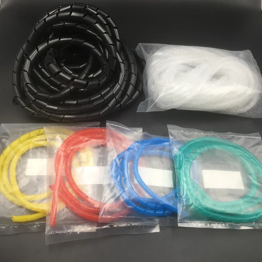 20mm Nero Bianco Rosso Blu Flessibile PE Polietilene Desktop PC Computer Cavo Filo Gestisci Manicotto Spiral Wrapping Band Tube