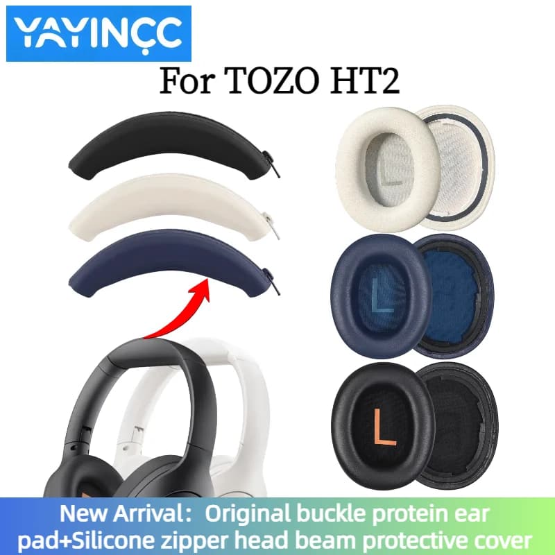 YAYINCC Cuscinetti auricolari di ricambio con cuscino in schiuma morbida / Copertura protettiva per fascio di testa con cerniera in silicone per cuffie da gioco TOZO HT2/HT 2
