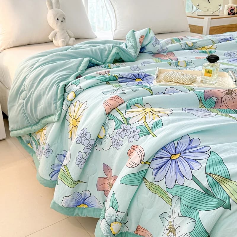 1pc Trapunta estiva Trapunta con aria condizionata stampata a fiori per l'estate Singola/Queen/King Coperta estiva/Chiccio per letti Piumino morbido