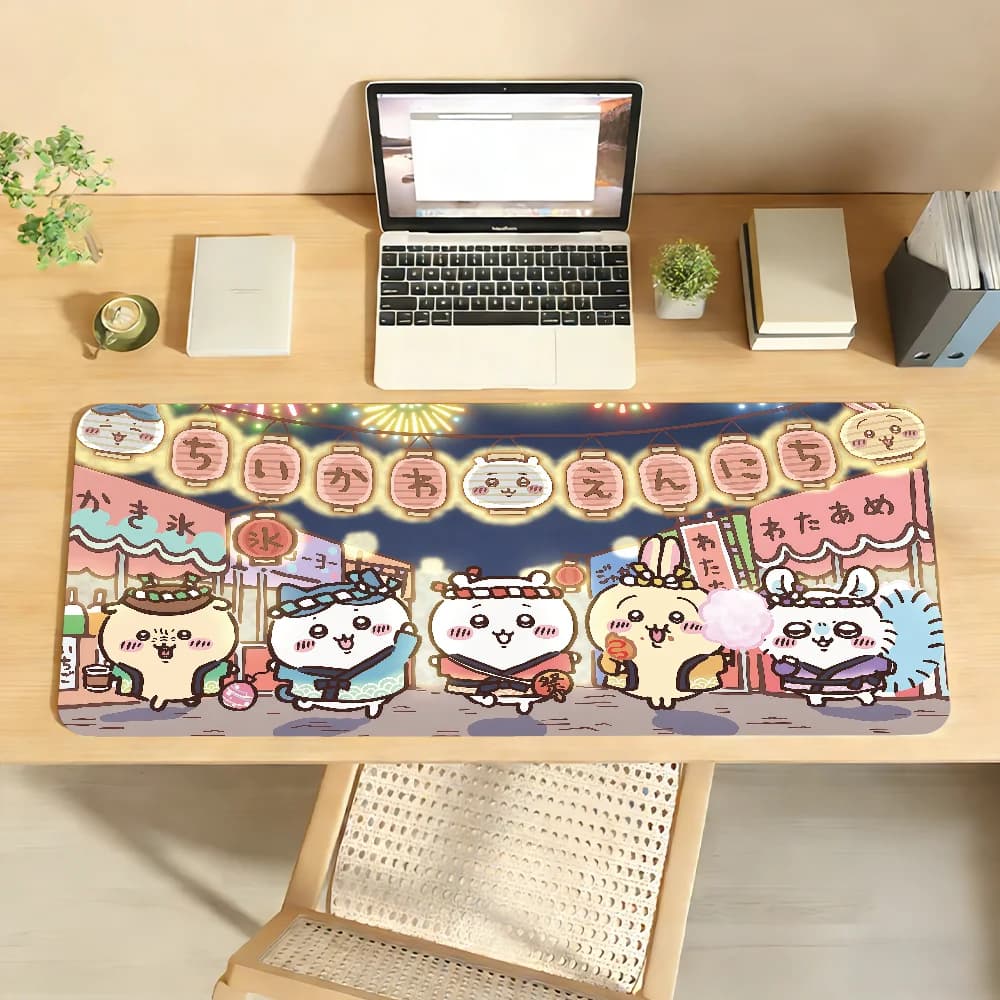 C-Chiika-waES Tappetino per mouse carino antiscivolo, tappetino da scrivania, accessori per PC e laptop, in gomma, per ufficio, tastiera, grande, per giocatori, decorazione