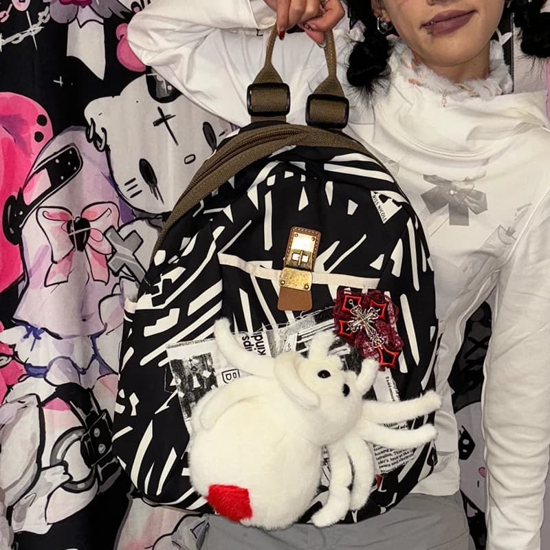 Borsa da donna in tela originale alla moda europea e americana, design decorativo per bambola ragno, borsa da donna gotica personalizzata alla moda