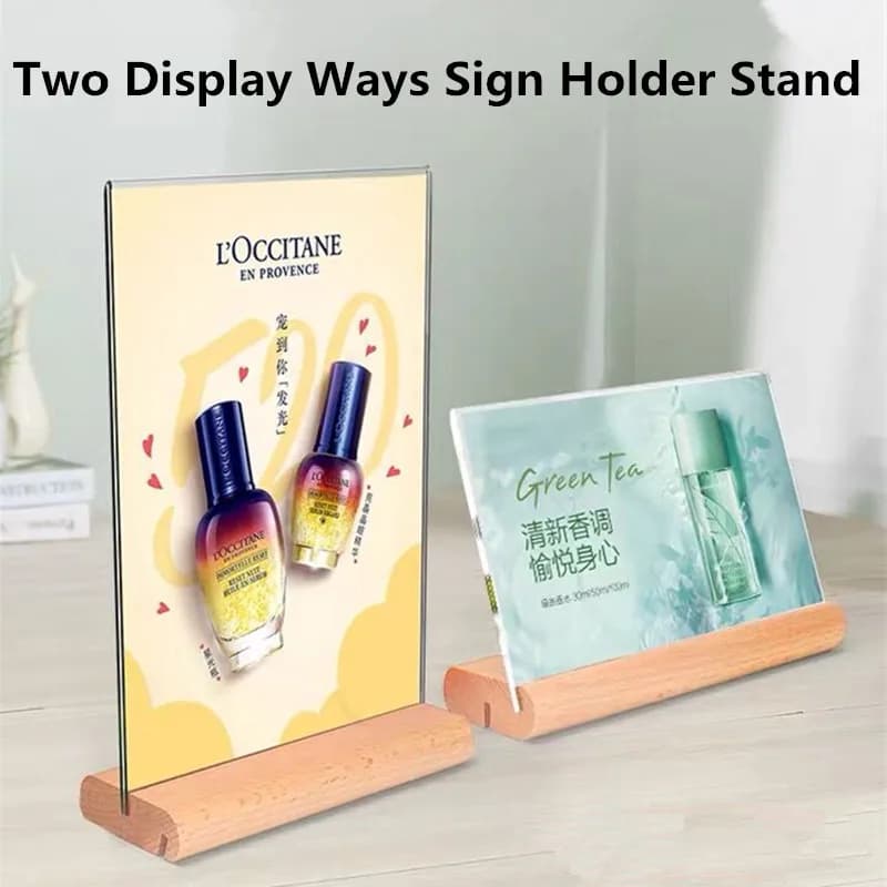 A6 100x150mm T / L Uso Supporto per cartello in acrilico Espositore da tavolo Menu Carta Promozione Prezzo Etichetta Porta brochure Cornice per poster