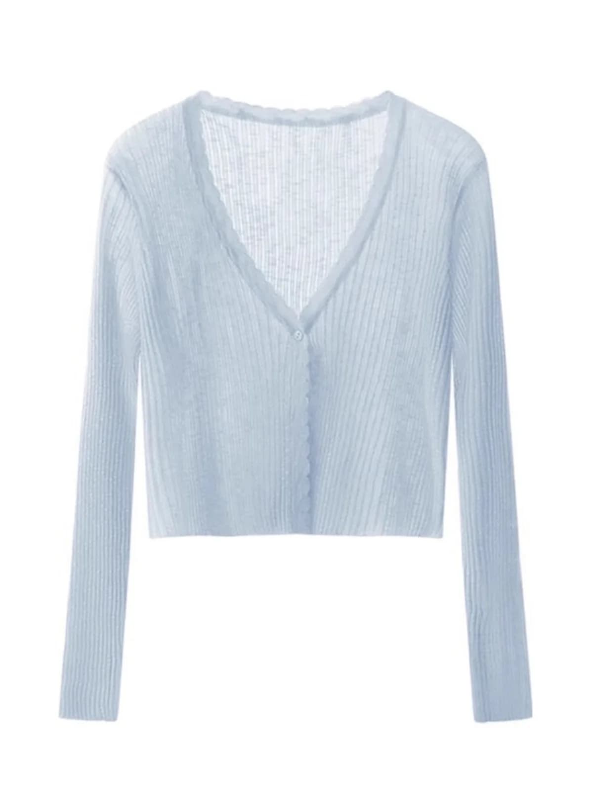 Cardigan in maglia di seta ghiaccio da donna, sottile estivo, top avvolgente con scollo all'americana, giacca esterna protettiva dal sole, giacca corta.