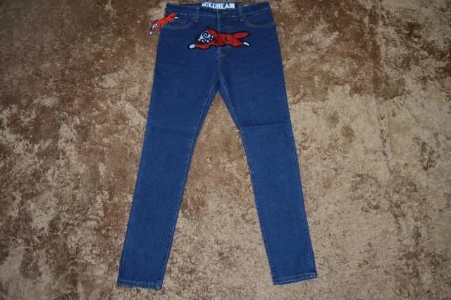 Jeans Slim Fit Elasticizzati in Cotone Denim Blu Ghiaccio con Ricamo per Ragazzi, Vita Media, Chiusura a Bottone, Stile Urbano alla Moda