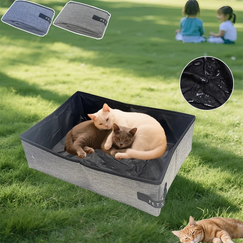 Lettiera per gatti pieghevole impermeabile per viaggi in tessuto Oxford Vassoio per toilette per cani durevole Toilette per gatti aperta Lettiera per gatti Forniture per animali domestici