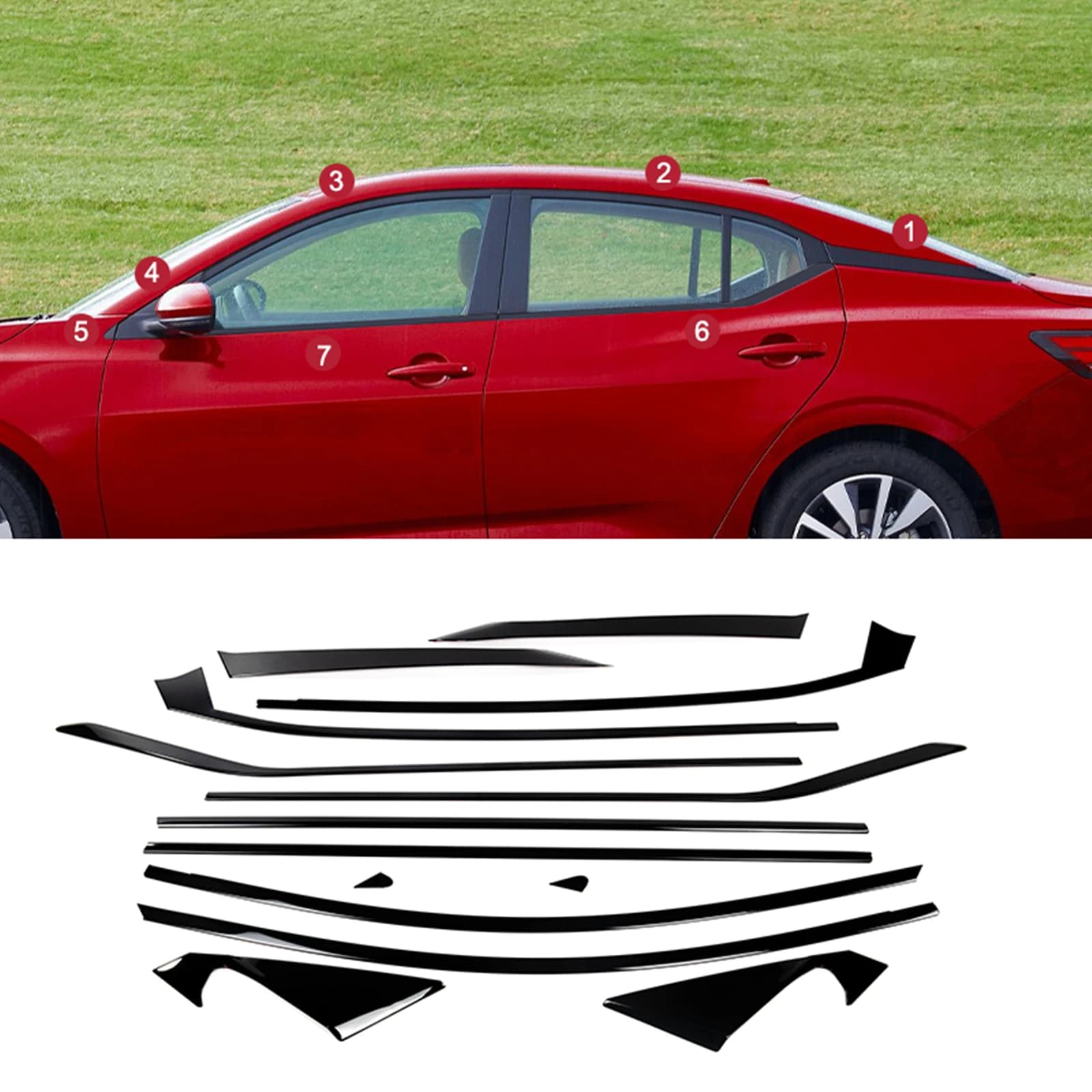 Exterior Window Trims Weatherstrips Strip For Nissan Sentra 2019-2025 4 Door Gloss Black Seal Molding Protector Cover Styling