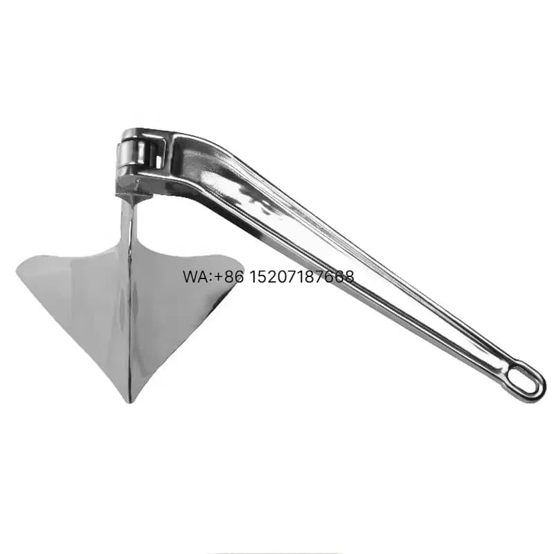 Wmwmnu Mirror Polished Stainless Steel 316 Ship Boat Anchor Marine Plough Anchor for Vessel Yacht Fishing Equipment Heavy