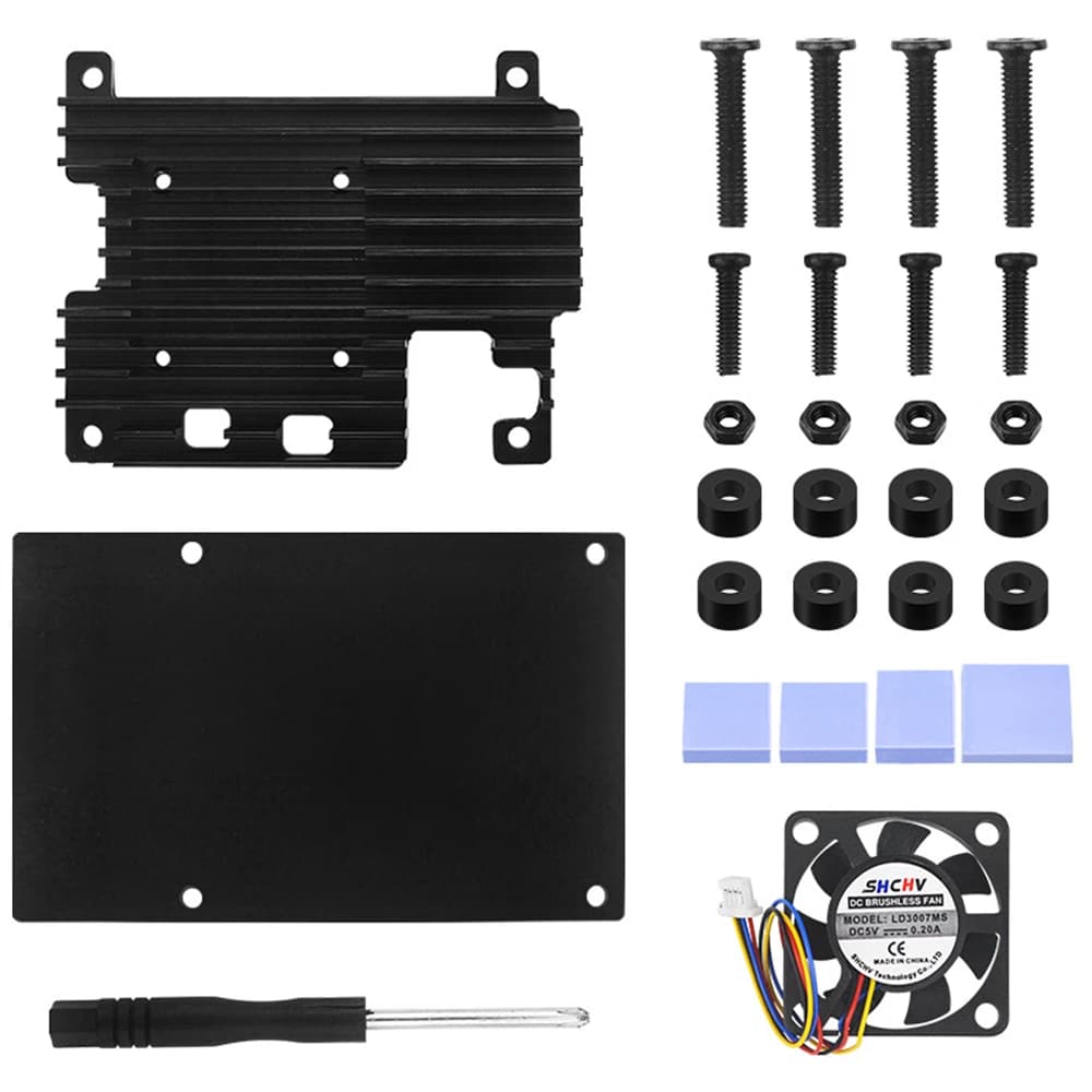 Custodia protettiva in alluminio per schede madri Raspberry pi 5 con ventola di raffreddamento per rinfrescare la temperatura