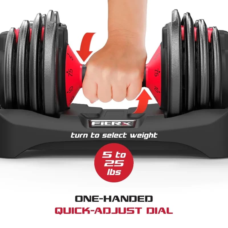 Adjustable jaws, 25-pound SmartBell dumbbell set with 9 in 1 weights fast selection, 2.5-pound increments for home gym