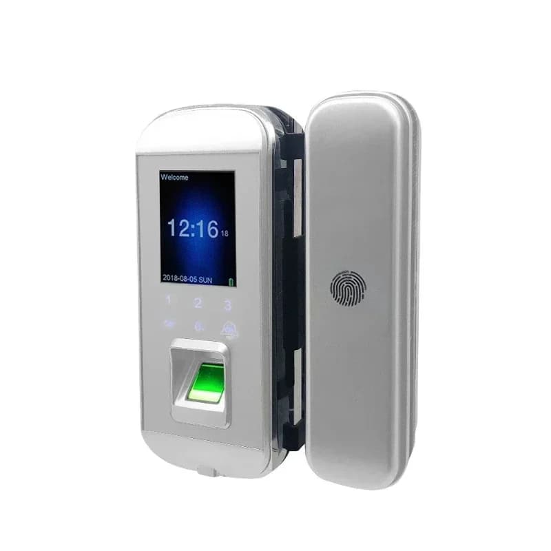 Serratura biometrica intelligente per porte in vetro senza telaio a battente, in offerta speciale.