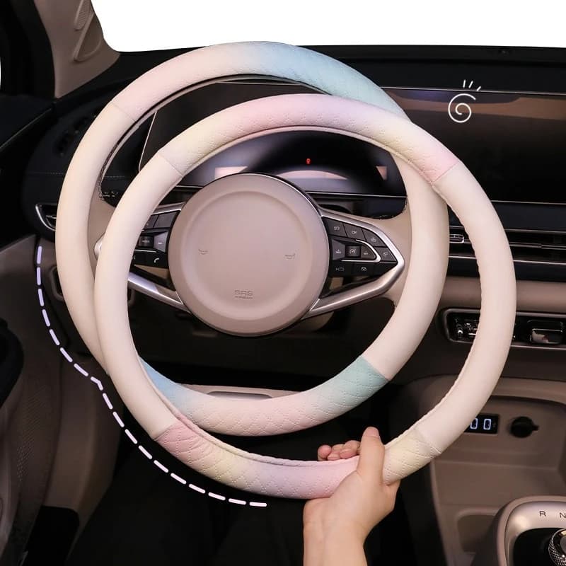 Coprivolante in Pelle PU Morbida e Flessibile, Colore Pastello Sfumato Macaron, Durevole, Adatto per Volanti da 14.5"-15"
