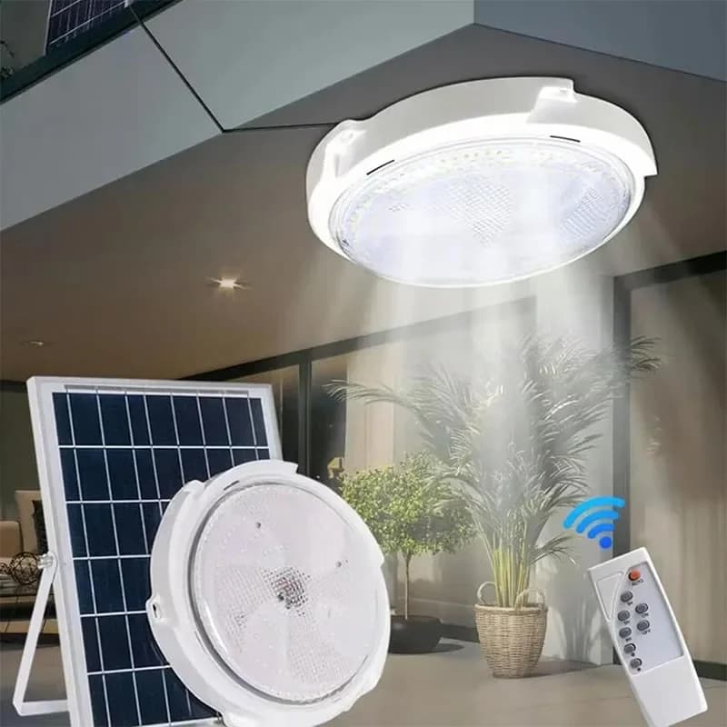 LED Solar Ceiling Light 25/60W Solar Lamp Outdoor Waterproof Remote Control for Garden Hallway Indoor Liaving Room