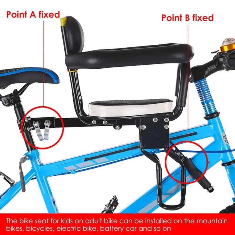 Seggiolino per bici per bambini staccabile supporto anteriore per bicicletta supporto per sella per bambini sedile sicuro con corrimano per accessori per bambini